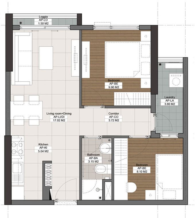 Căn hộ A1 59.84 m²