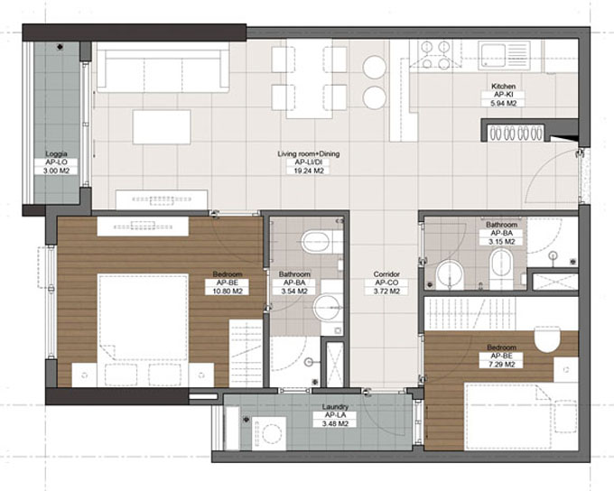 Căn hộ  62.68 m²