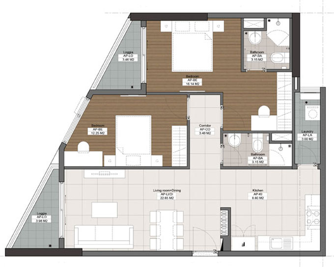 Căn hộ B1- 92.33m²